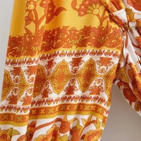 Bohemian Floral Retro Smocked Mini Dress - Picture 6 of 8